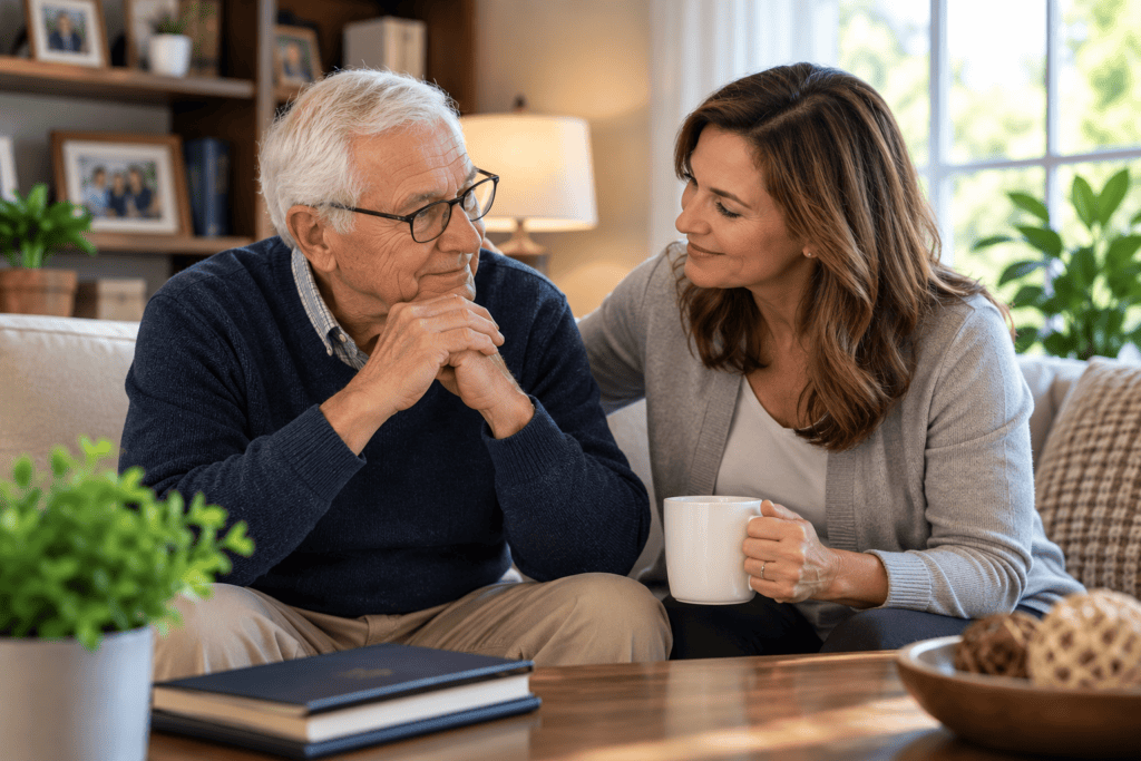 Adult daughter supporting an elderly parent with Power of Attorney planning