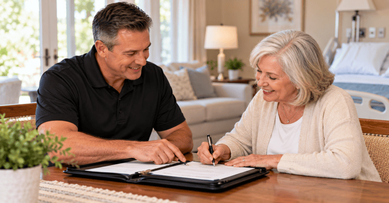 Mobile notary meeting with a client at home in Arizona