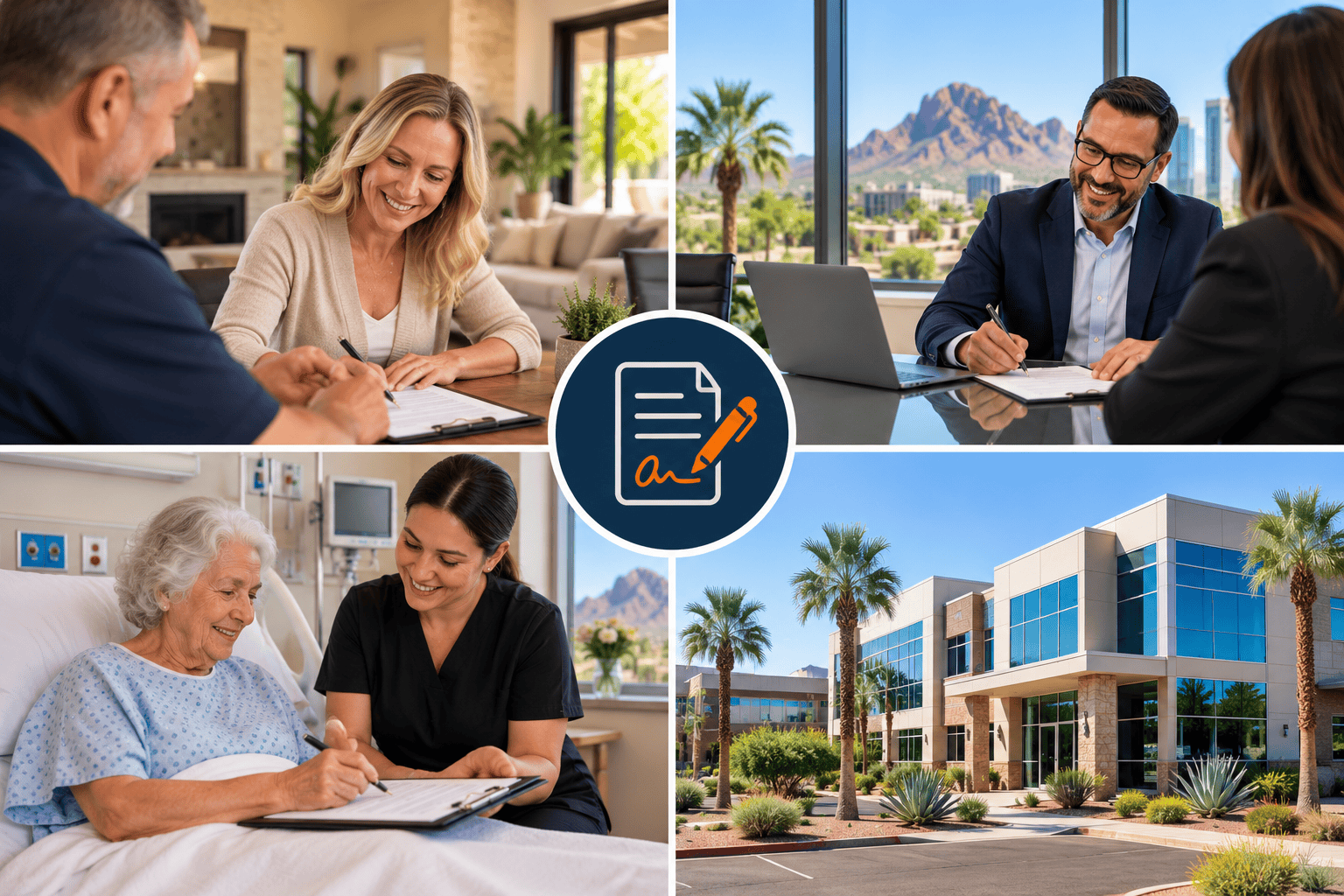 Mobile notary services at a Scottsdale home, professional office, hospital, and business location